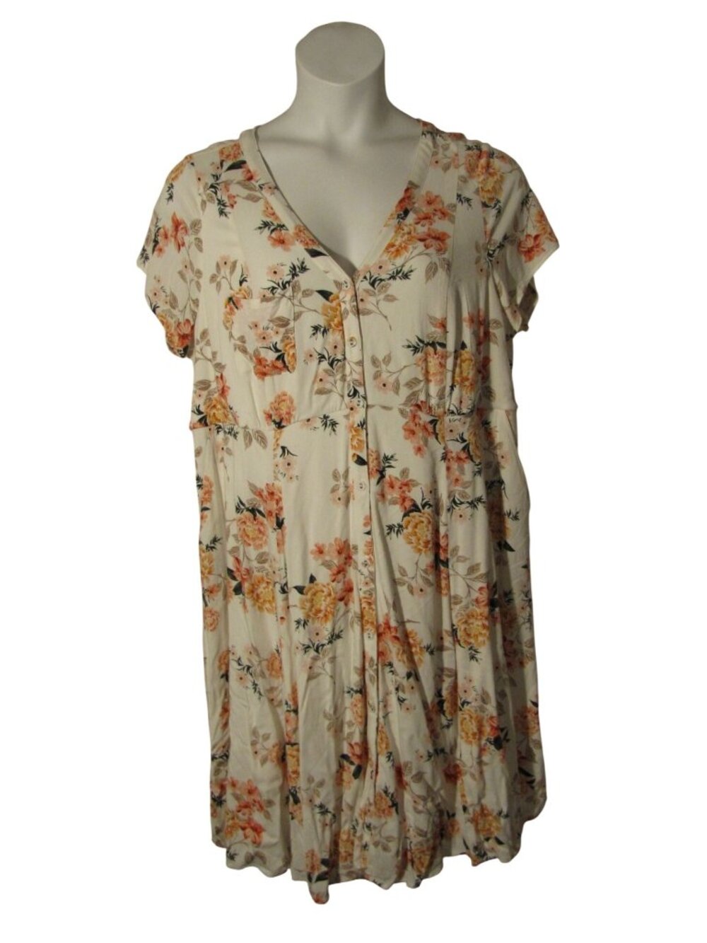 Torrid 2 2X White Pink Flowers Dress Flowing Feminine POCKETS